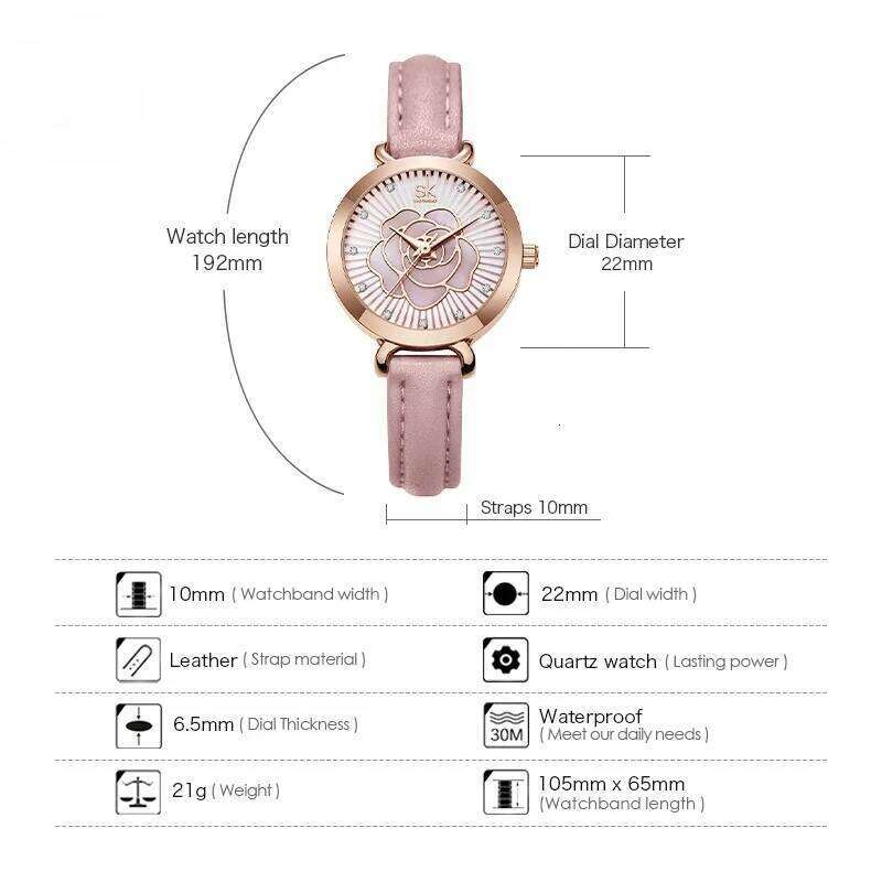 Women Brand New White Leather Montre Femme Elegant Colorful Flower Dial es Japan Movement Quartz H260228