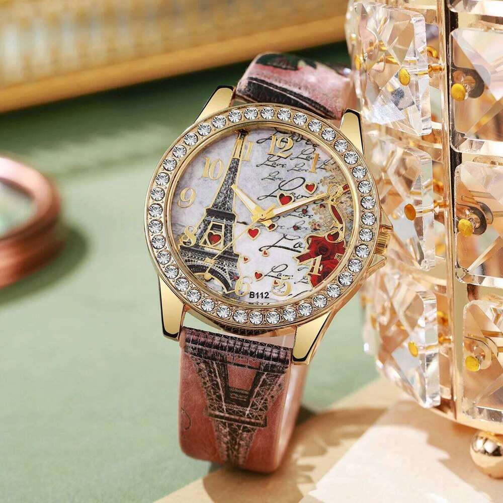 Fashion Flowers Women es Ladies Leather Strap Analog Quartz Reloj Mujer Girls Clock Gift H260228