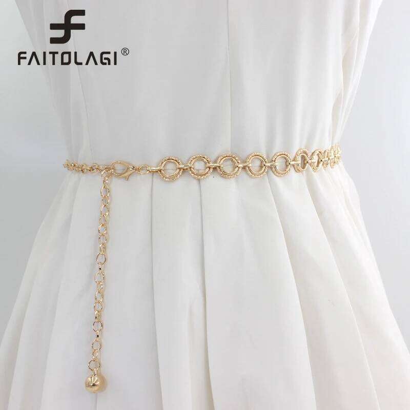 Metal Balls Pendants Waist Chain Women Long Thin Belt Gold Sliver Adjustable Female Tassel Belts Elegant Ladies Dress Waistband H260228