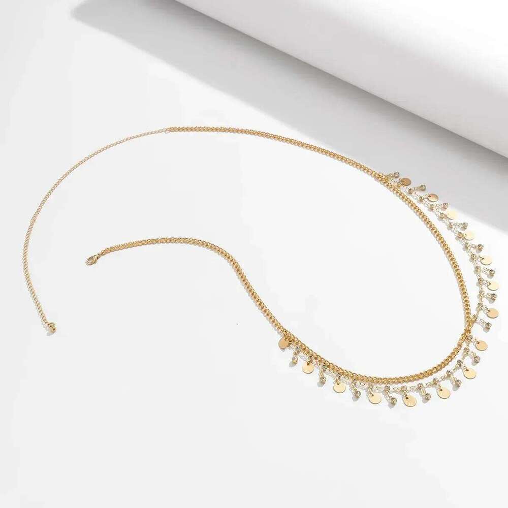 Aesthetic Shiny Rhinestone Sequins Multilayer Belly Waist Chain for Women Sexy Bikini Star Cross Belt Summer Beach Body Jewelry H260228