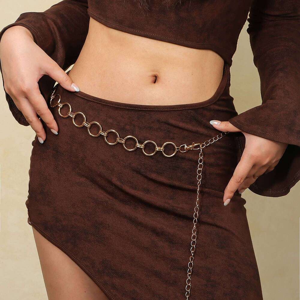 1pc Hollow out Metal Waist Chain for Women Elegant Versatile Belt to Wear with Dresses Fashionable Ladies Accessory H260228