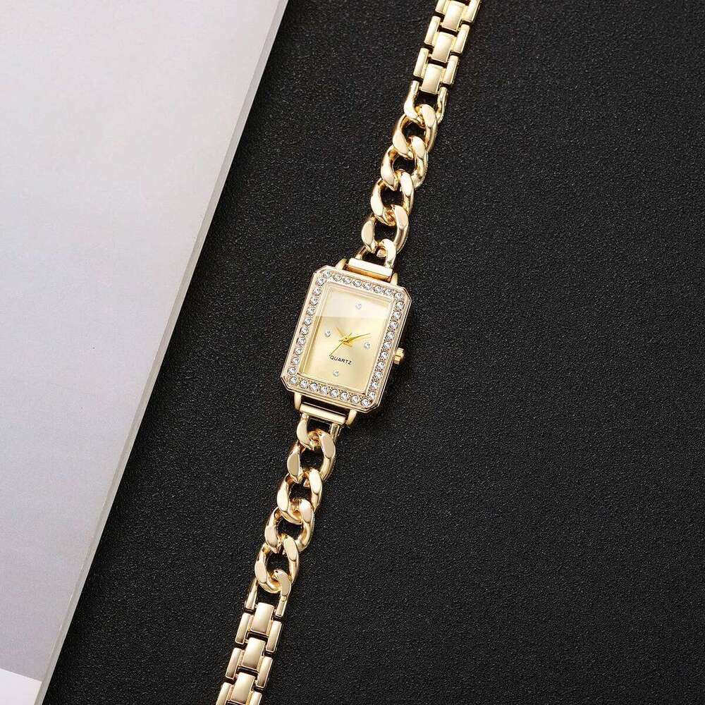 Diamond Women es Fashion Rectangle Dial Strap Quartz Wrist Reloj Mujer Girls Clock GiftWithout Box H260228