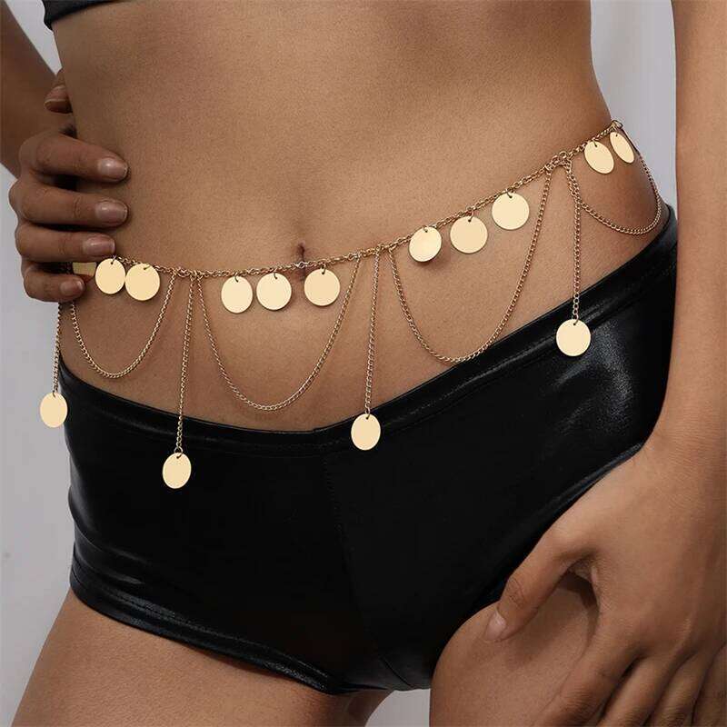 Fashion Gold Color Simple Metal Body Chain for Women's Belly Waist Summer Beach Jewelry Decoration H260228