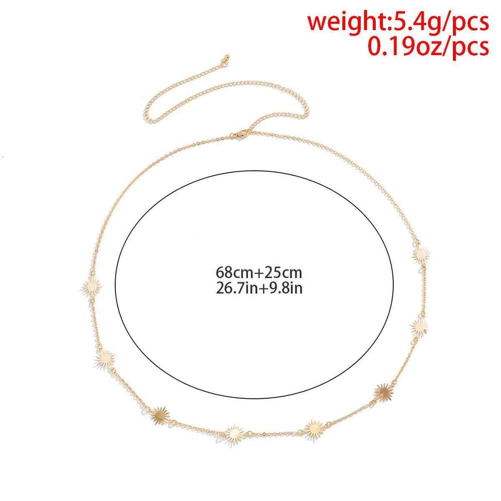 Vintage Aesthetic Sun Goddess Belly for Women Thin Beads Link Body Waist Chain Belt Streetwear Summer Sexy Accessories H260228