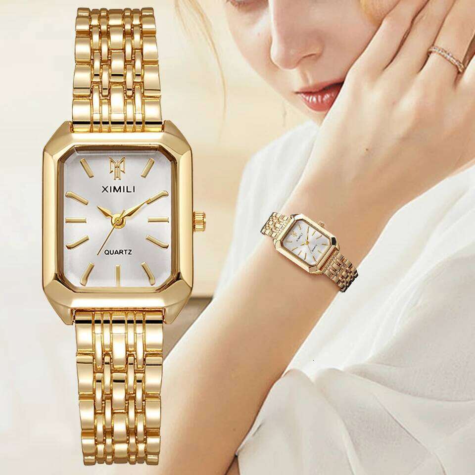 Luxury Women es Fashion Rectangle Ladies Steel Band Quartz Reloj Mujer Relogio Feminino Girls Clock Gift H260228