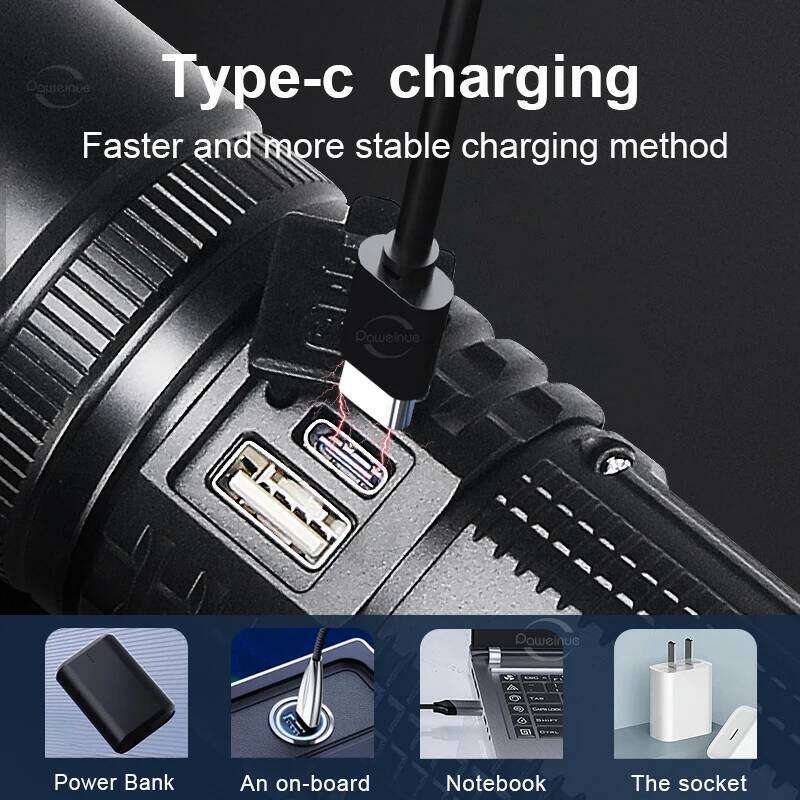 100000LM White Laser Powerful Flashlight Rechargeable Flash Long Range Torch With COB Side Light and OLED Power Display Z260301