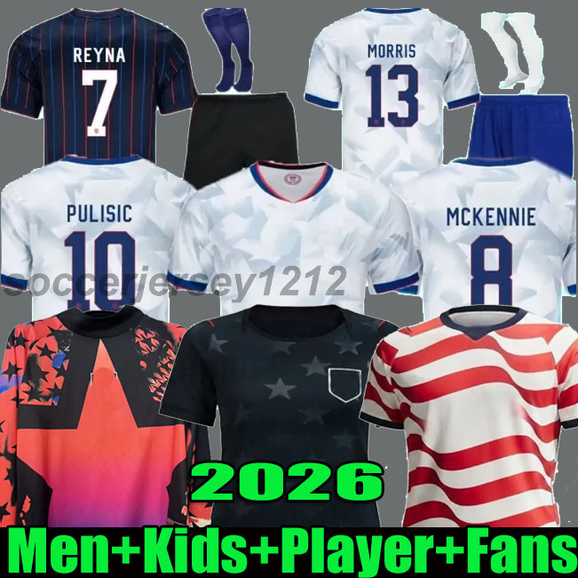 25 26 27 Soccer Jerseys PULISIC 2026 2027 Woman Kids Kit 2025 Home Away Football Shirts Men Player Version SMITH MORGAN USAS BALOGUN MUSAH McKENNIE ADAMS Sets