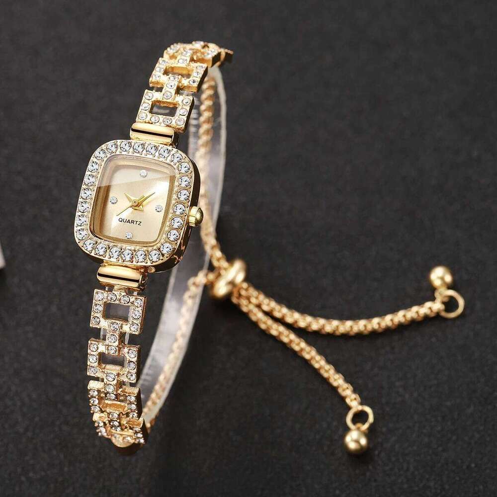 Rhinestone Strap Women es Elegant Square Quartz Wrist Reloj Mujer Girls Clock Gift Without Box H260228