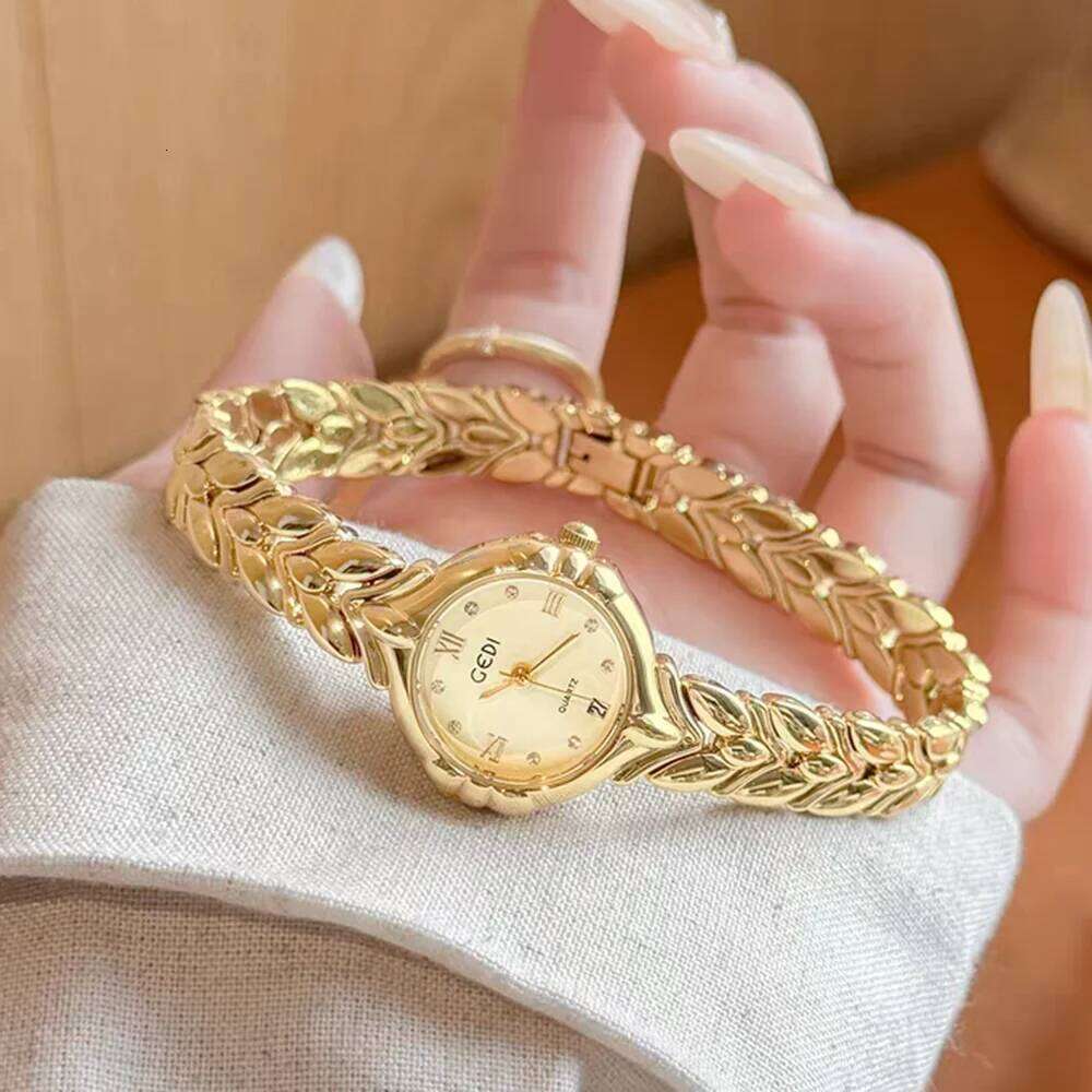 GEDI New Fashion for Women Small Dial Gold es Delicate Wheat Casual Elegant Quartz Wrist Ladies Gifts H260228