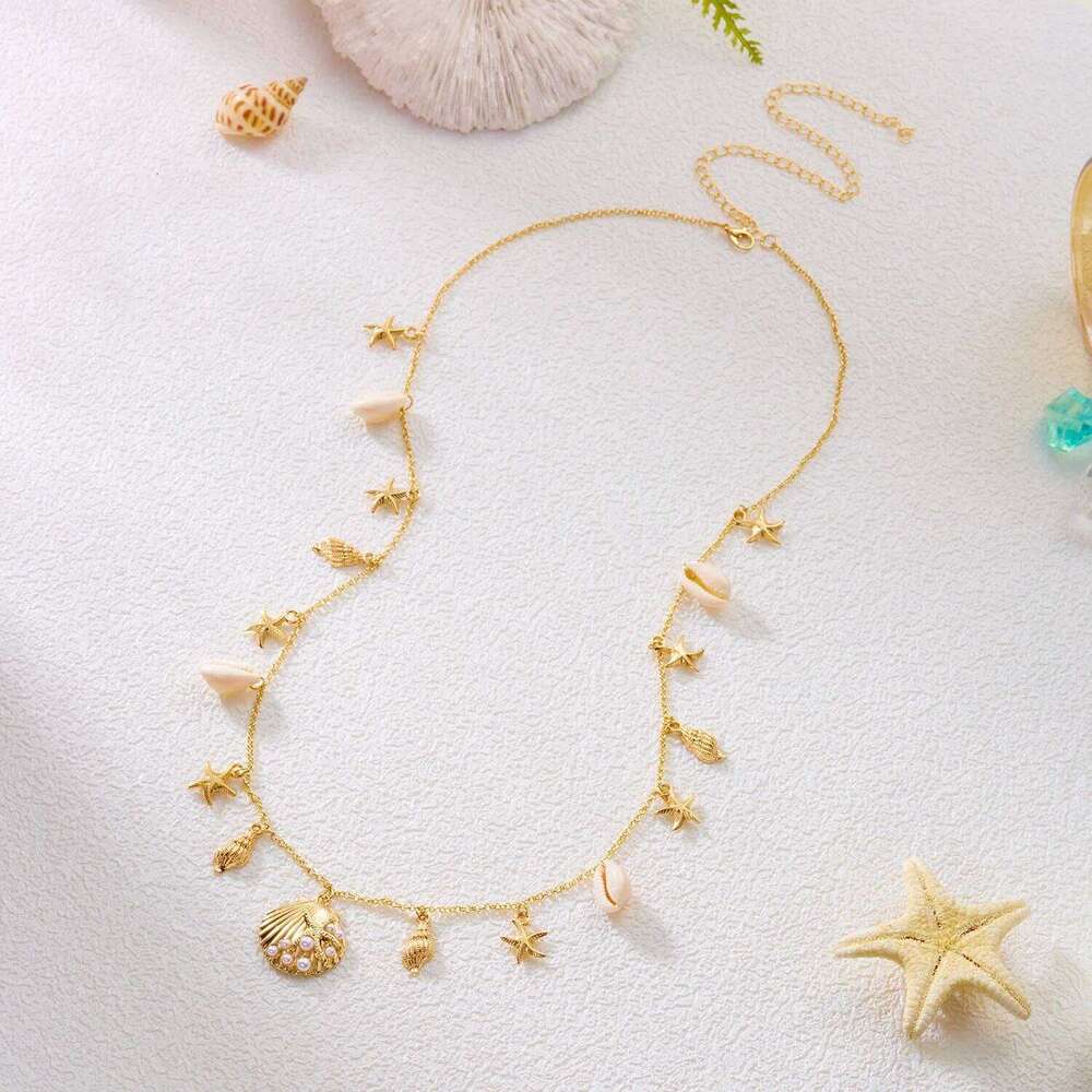 Bohemian Waist for Women Cold Color Starfish Shell Imitation Pearl Chain Summer Beach Bikini Body Jewelry Accessories H260228