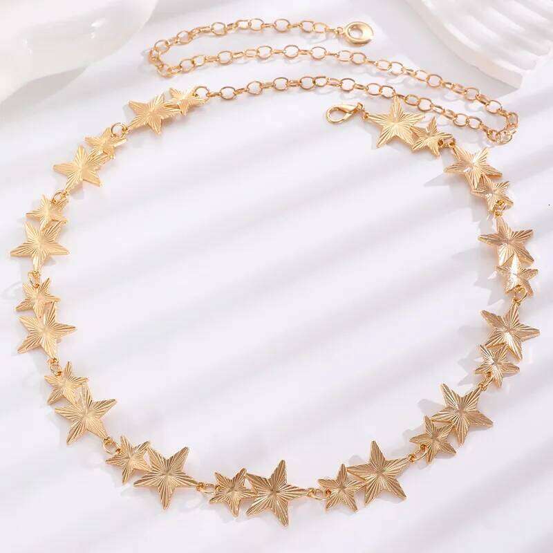 Trendy Sexy Beach Gold Color Metal Star Starfish Waist Women's Ocean Vacation Style Belly Chain Body Jewelry H260228
