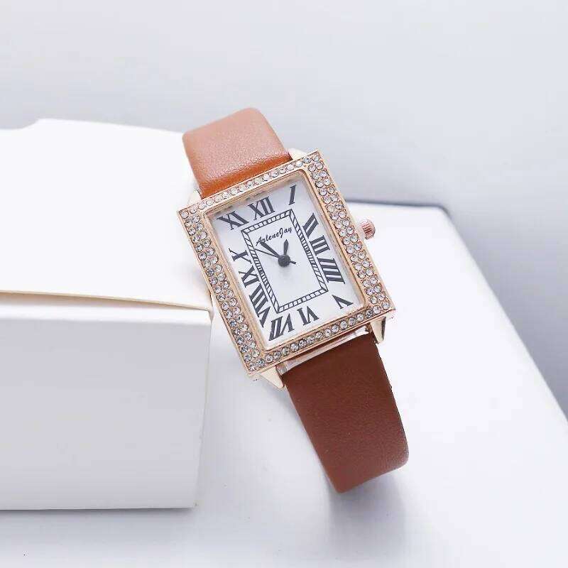 Square diamond studded women's strap rectangular Roman character small square H260228