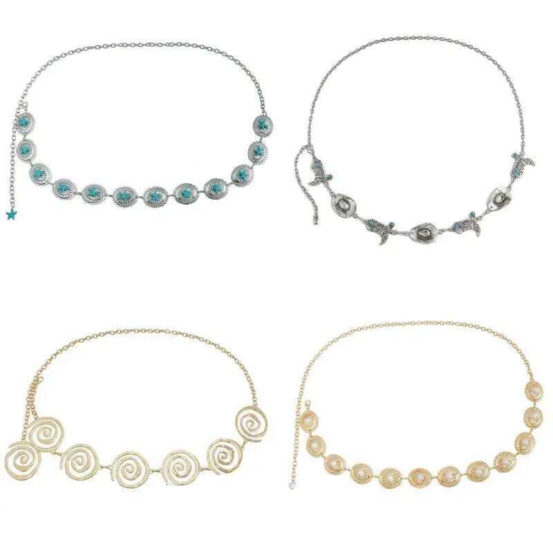 Fashion Retro Oval Craved Metal Waist Chain Women Bohemia Style Exquisite Belt For Skirts And jeans Body Jewelry Gifts H260228