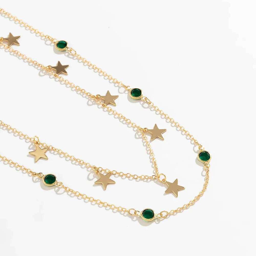 Beach Bikini Simple Double-layer Rhinestone Pentagram Pendant, Versatile Waist Female Sexy Crystal Body Chain H260228