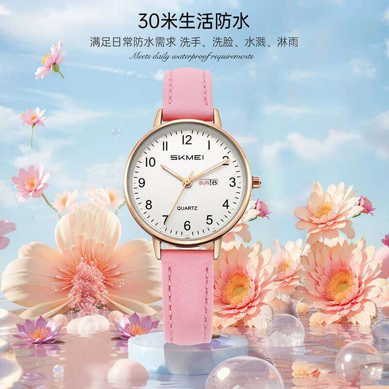 SKMEI Young Girls Fashion Quartz es Elegance Calendar Ladies Week Wristes Simple Waterproof Relogio Feminino H260228