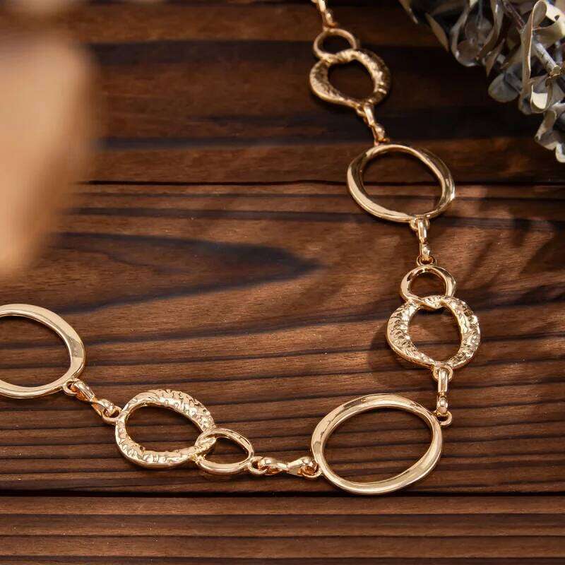Punk Style Metal Irregular Hollow Elliptical Body for Women Fashion Retro Boho Geometric Round Waist Chain Jewelry Gifts H260228