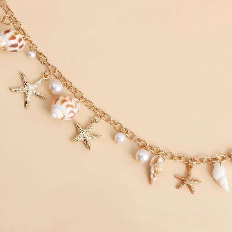Seashell for Women Boho Conch Pearl Starfish Chains Waist Summer Beach Body Jewelry H260228