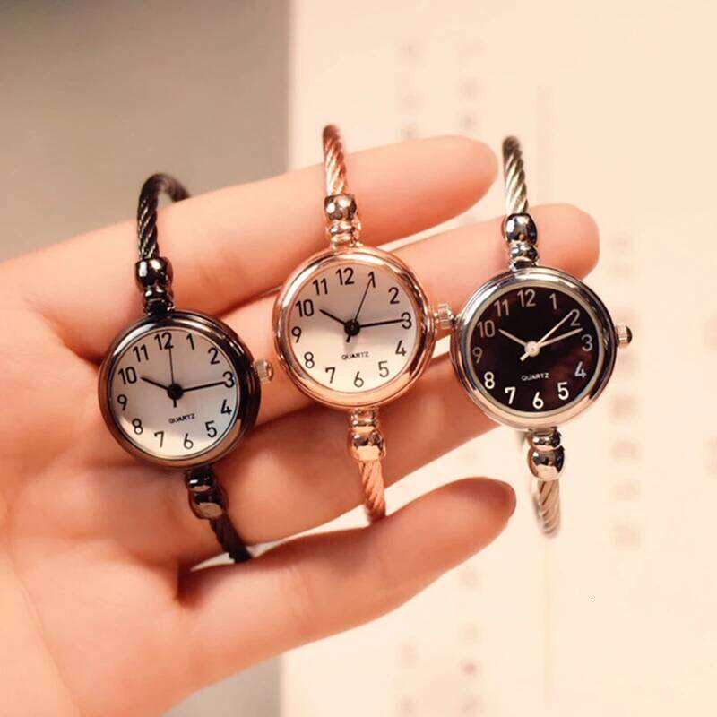 YIKAZE Women es Small Gold Bangle Stainless Steel Retro Ladies Quartz Wrist Clock Fashion Dress H260228