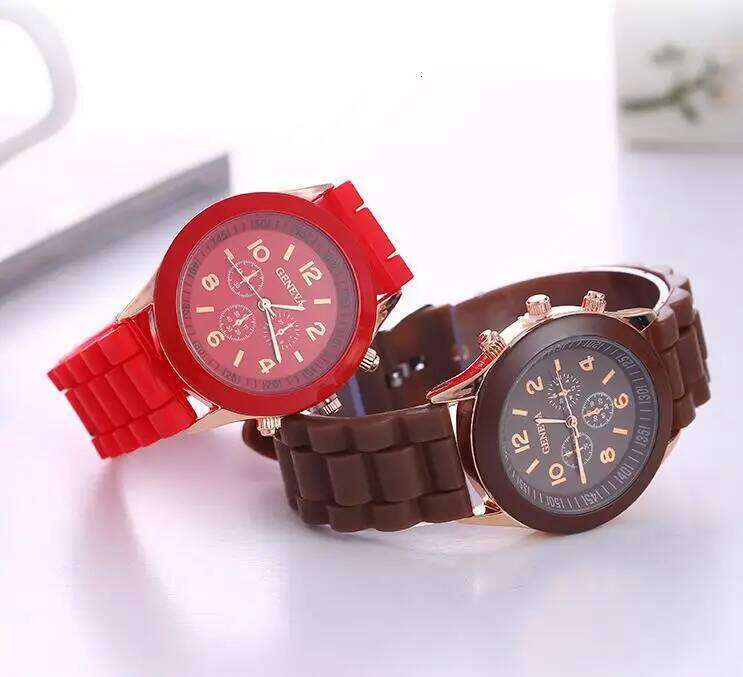 Geneva Silicone Women Ladies Fashion Dress Quartz Wrist Female clock Jelly Colorful children's men Leisure H260228