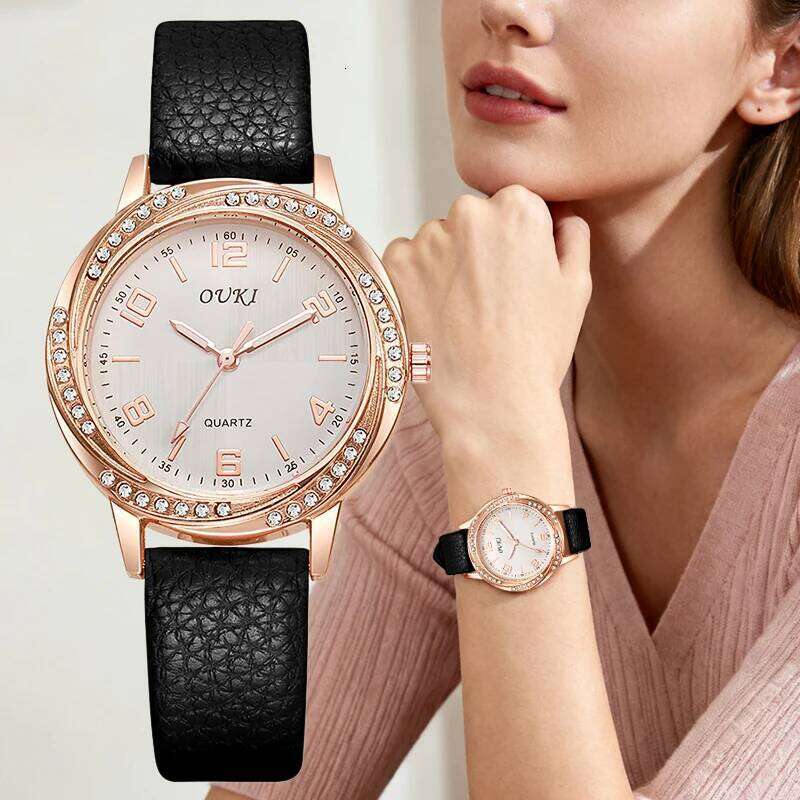 Casual Fashiom Simple Business PU Leather Strap Quartz for Women H260228