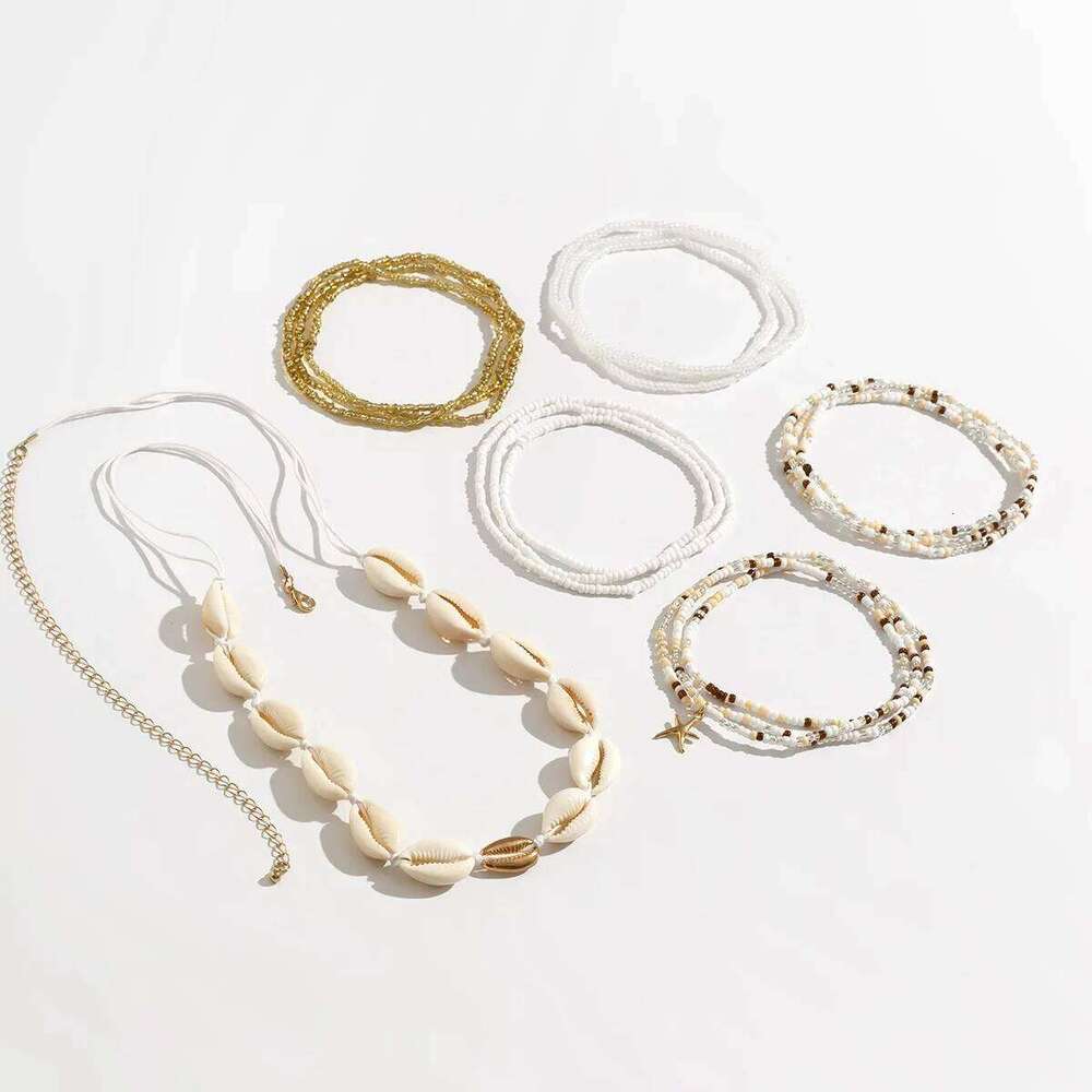 2024 Trendy Shell Starfish Multi-layer Rice Bead String Acrylic Waist Summer Beach Body Chain H260228
