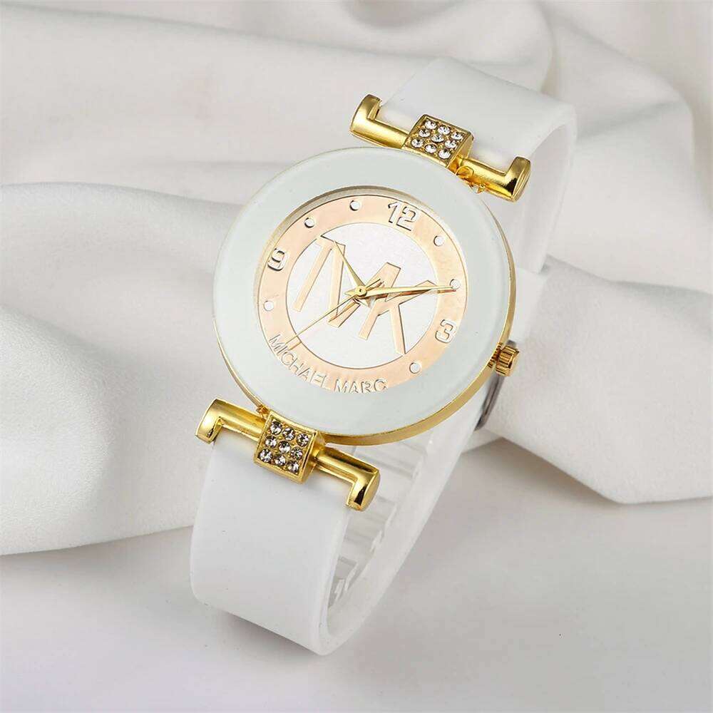 Fashion TVK Brand Women's Simple Luxury Rhinestone for Women Quartz Casual Silicone Strap Ladies Clock H260228
