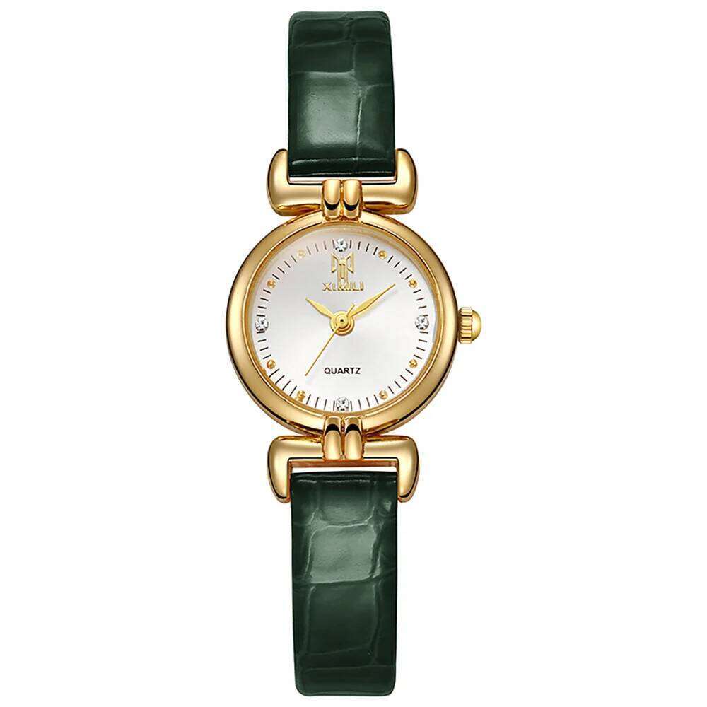 Ladies 2025 New Fashion Small Simple Diamonds Business Quartz Women's Green Women Dress Clock Luxury Gift Wrist H260228