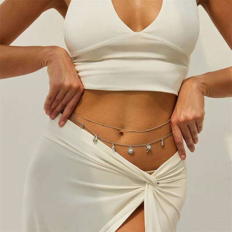 Bohemian Starfish Conch Shell Waist for Women Fashion Imitation Pearl Personality Beach Belly Chain Body Jewelry Gifts H260228