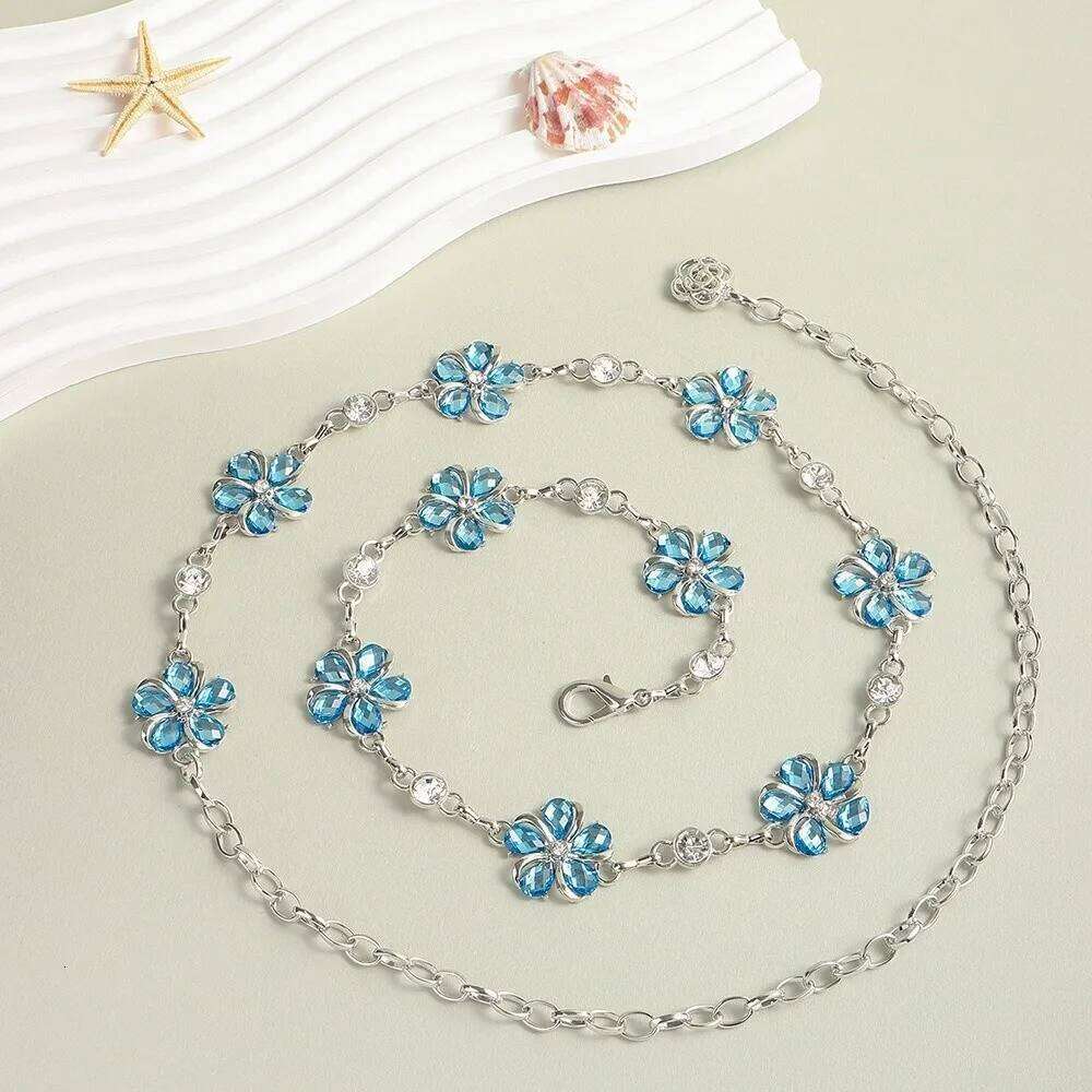 Trendy Elegant Boho Style Metal Belly Body Chain Adjustable Flower Pendant Belt Women Waist Jewelry Accessories H260228