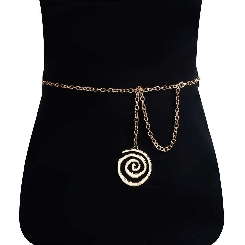 Eye-catching Waist Jewelry Metallic Spiral Body Chain Women Fashion Accessory Irregular Design for Instagram Photos H260228