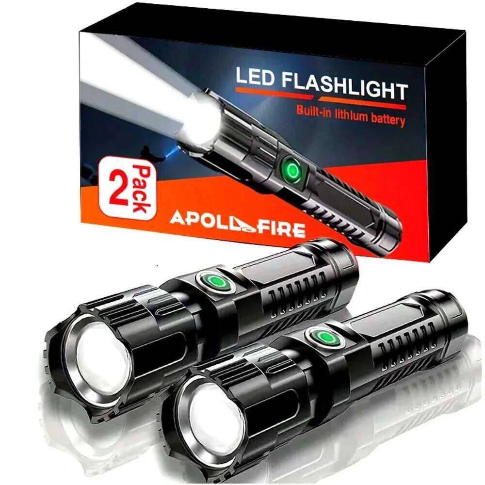Strong Light LED Flashlights Telescopic Zoom Tactical Torch Type-c Rechargeable Portable Spotlight Long-Range Camping Flashlight Z260301