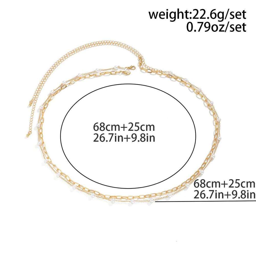 Retro Sweet Imitation Pearl Hollow Cross Waist Chain 2025 Multi Layer Simple Gold Color Metal Girl Fashion Charm Jewelry H260228