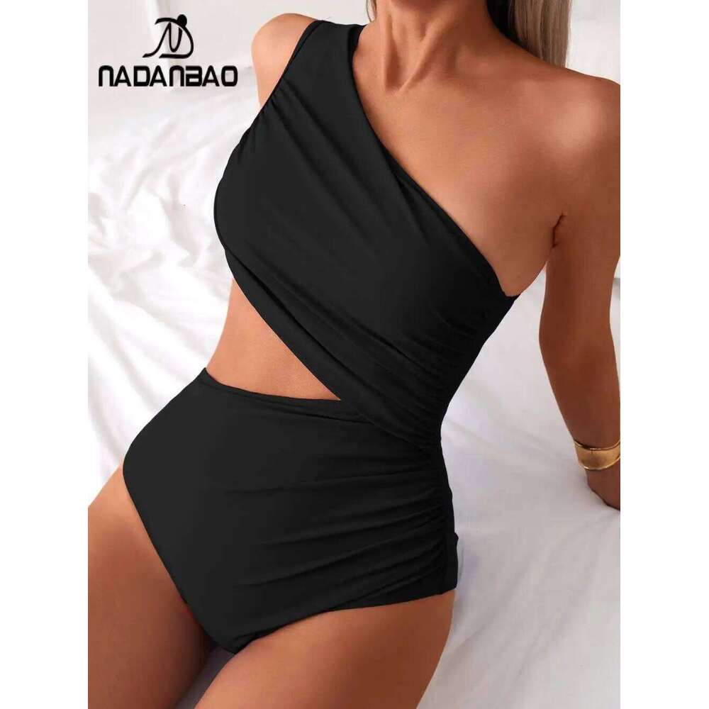 Nadanbao Sexy Solid One Shoulder Women High Waist Bikini Beach Casual Style Swimsuit Summer Women's Clothing Z260301