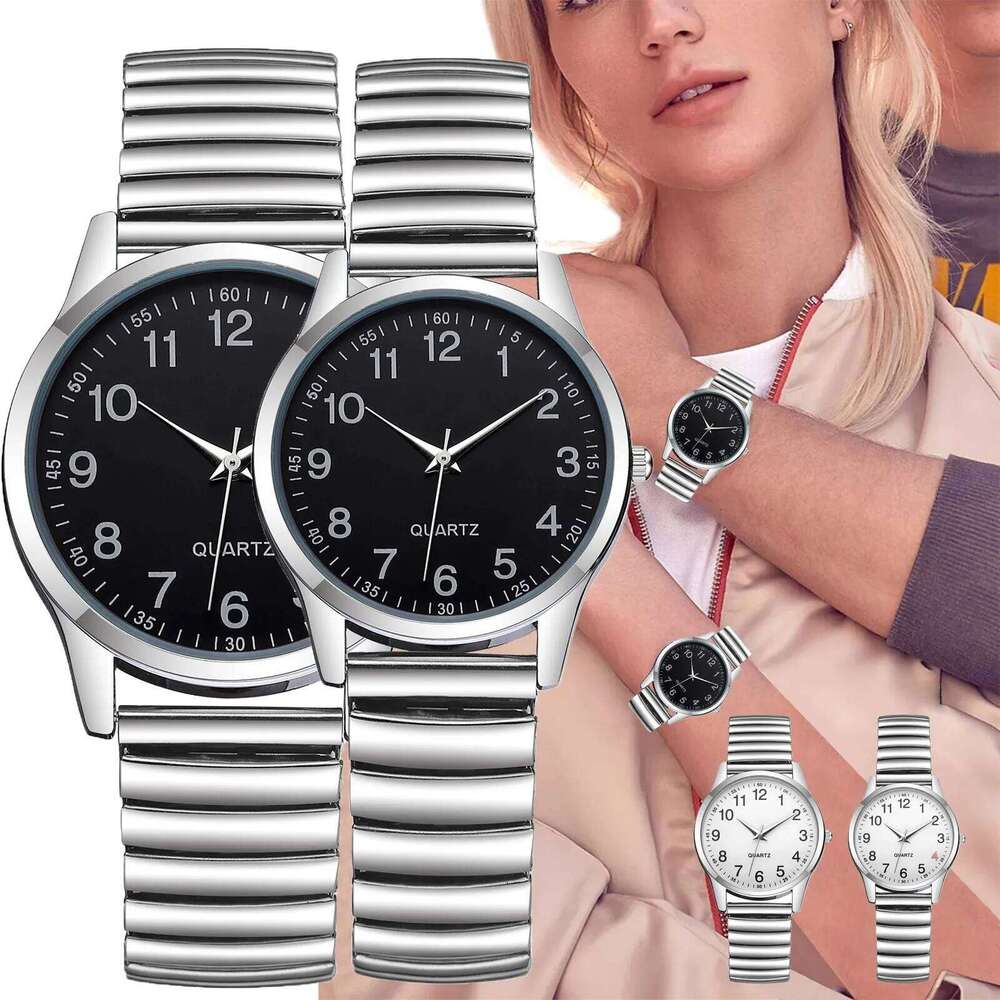 Unisex Fashion Stainless Steel Belt With Simulated Lovers Quartz Rectangle H260228