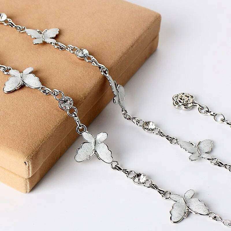 Exquisite Metal Butterfly Waist for Women Fashion Silver Color Shiny Zircon Geometric Personality Belly Chain Body Jewelry H260228
