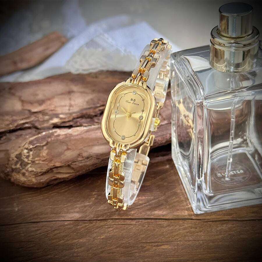 Ladies Vintage Luxury Quartz Elongated Alloy Thin Track Shape Case Elegant Lady Commuter Versatile Ellipse H260228