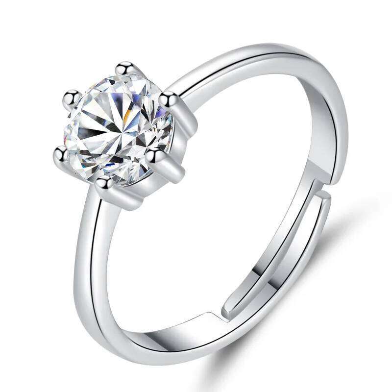 S925 Zircon for Men Women Korean Four Claw Sterling Silver Jewelry Simple Couple Open Ring H260228