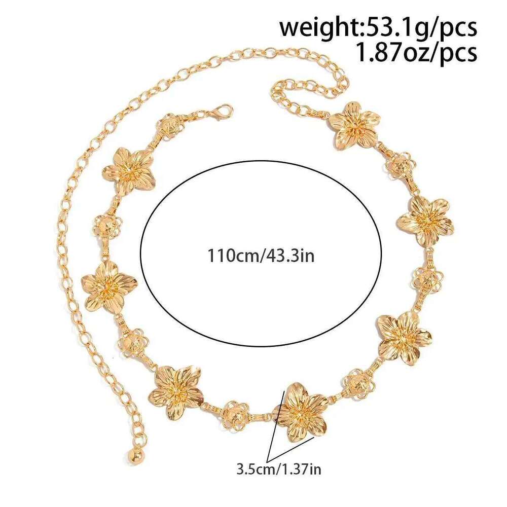 Ingemark Metal Flower Waist Belly Chain for Women 2025 New Trend Sexy Summer Bikini Adjustable Belt Party Body Jewelry Gift H260228