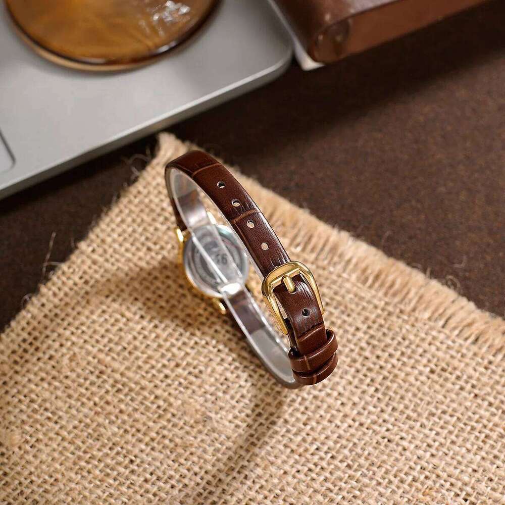 UTHAI 13103 CQ493 Light exquisite women's oval student style high aesthetic retro belt quartz clock gift H260228