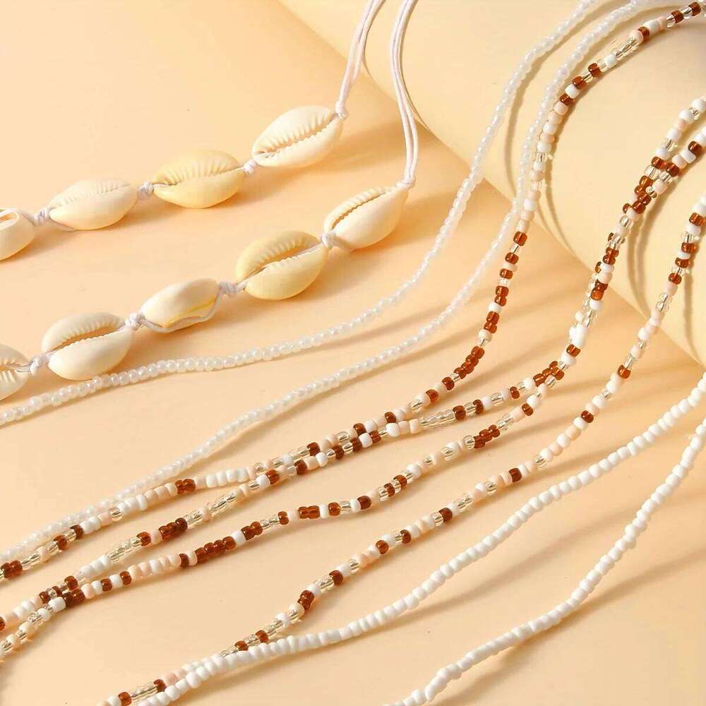 6Pcs Boho Starfish Pendant Seed Bead Beaded Waist Chain for Women Girls Beach Bikini Elastic Belly Belt Body Jewelry Accessories H260228