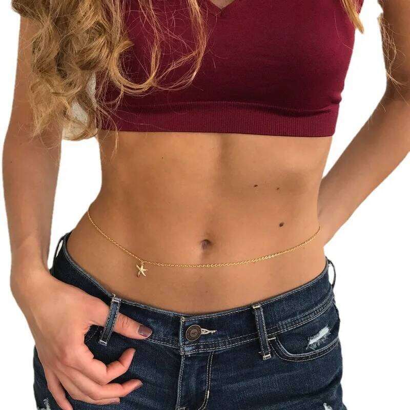 Fashion Gold Color Starfish Pendant Waist for Women Simple Metal Thin Belly Chain Sexy Body Jewelry Accessories H260228
