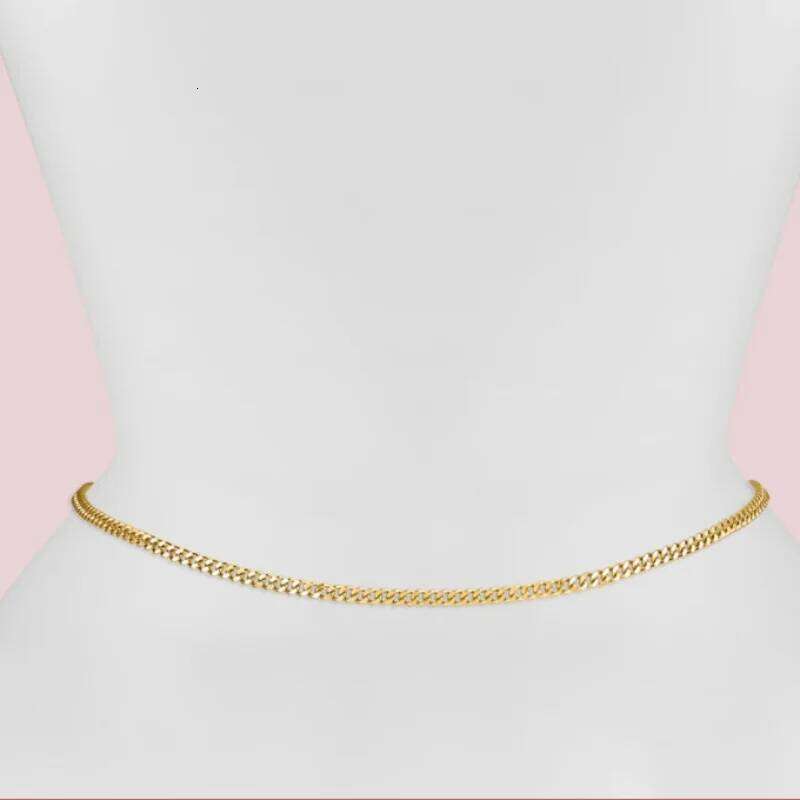 Gold Plated Waterproof Waist Chains for Women Stainless Steel Layered Cuban Pearl Satellite Beads Belly Belt Body Jewelry H260228