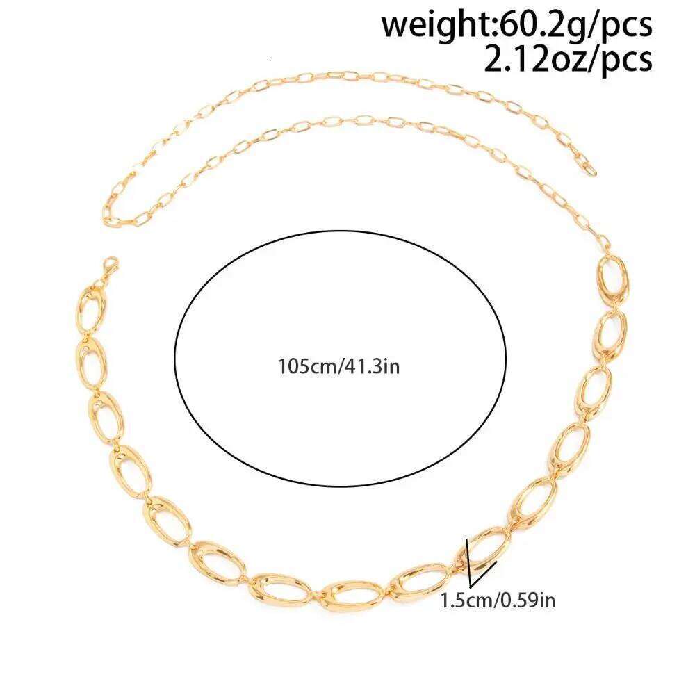 Hollow Out Metal Circular Ring Waist Minimalist Adjustable Bohemian All-match Body Jewelry Oval Belly Chain H260228