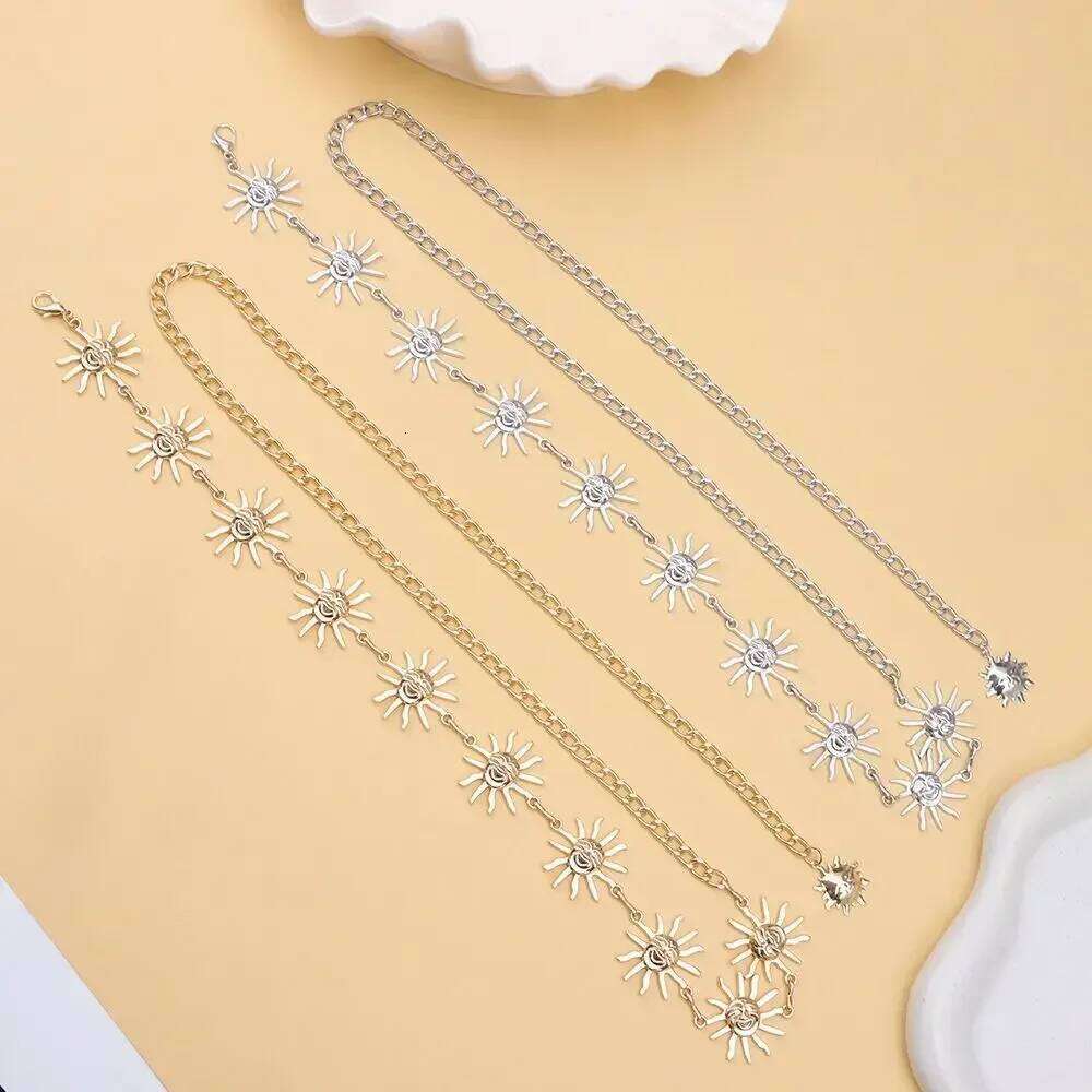All-match Sun Moon Stars Tassels Punk Waist Vintage Hip Hop Double-deck Chain Belt Retro Alloy Waistband For Women H260228