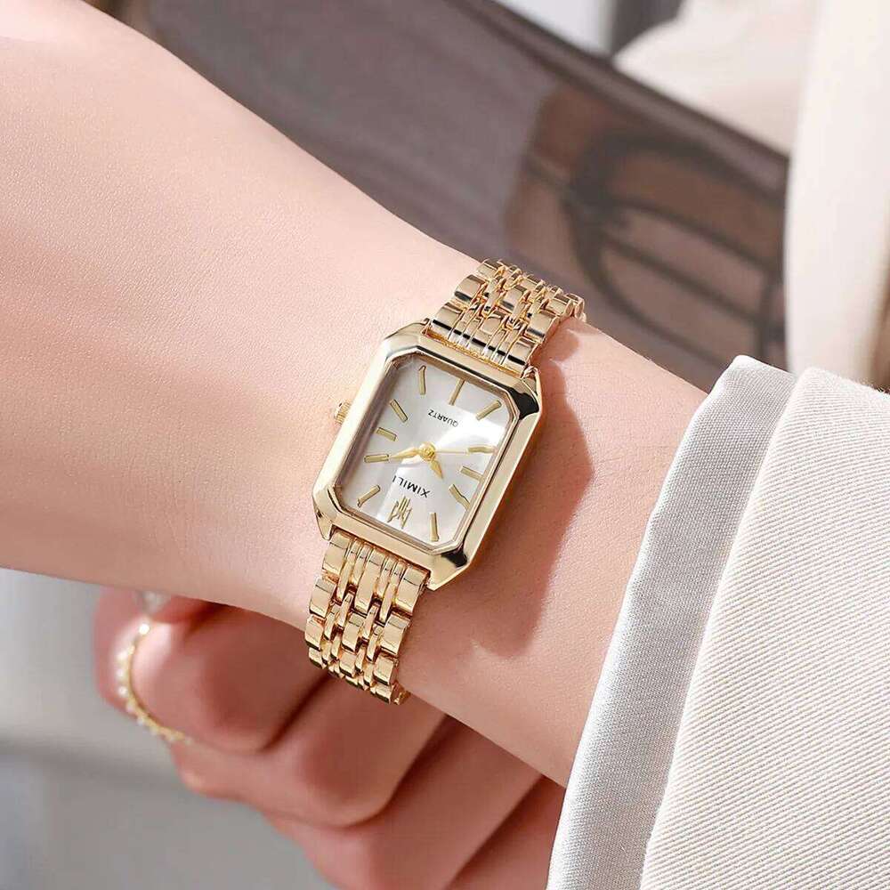 Brand Women Stainless Steel Strap Quartz Square Dial Casual Fashion Wrist Reloj Mujer Montre Femme Relogio Feminino H260228