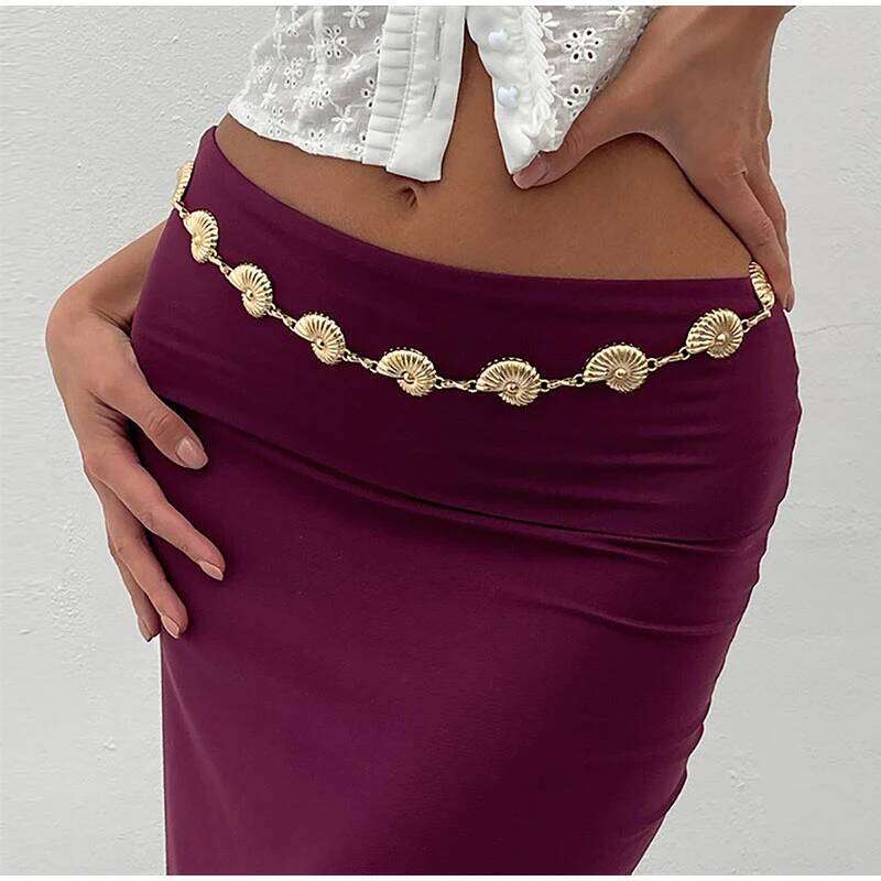 Beach Vacation Conch Pendant Female Golden Sexy Spicy Girl Ins Style Metal Body Chain Waist Decoration H260228