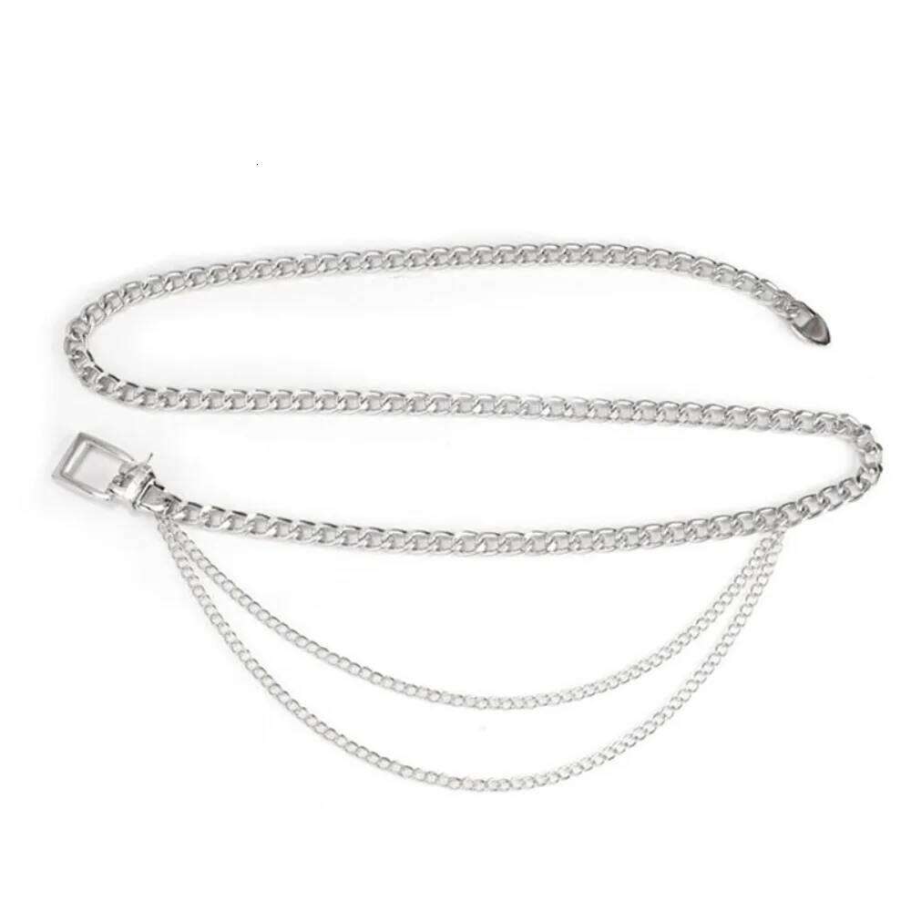 Fashion Multilayer Metal Punk Dress Jeans Accessory Gold Silver Ladies Waist Chain Belt H260228