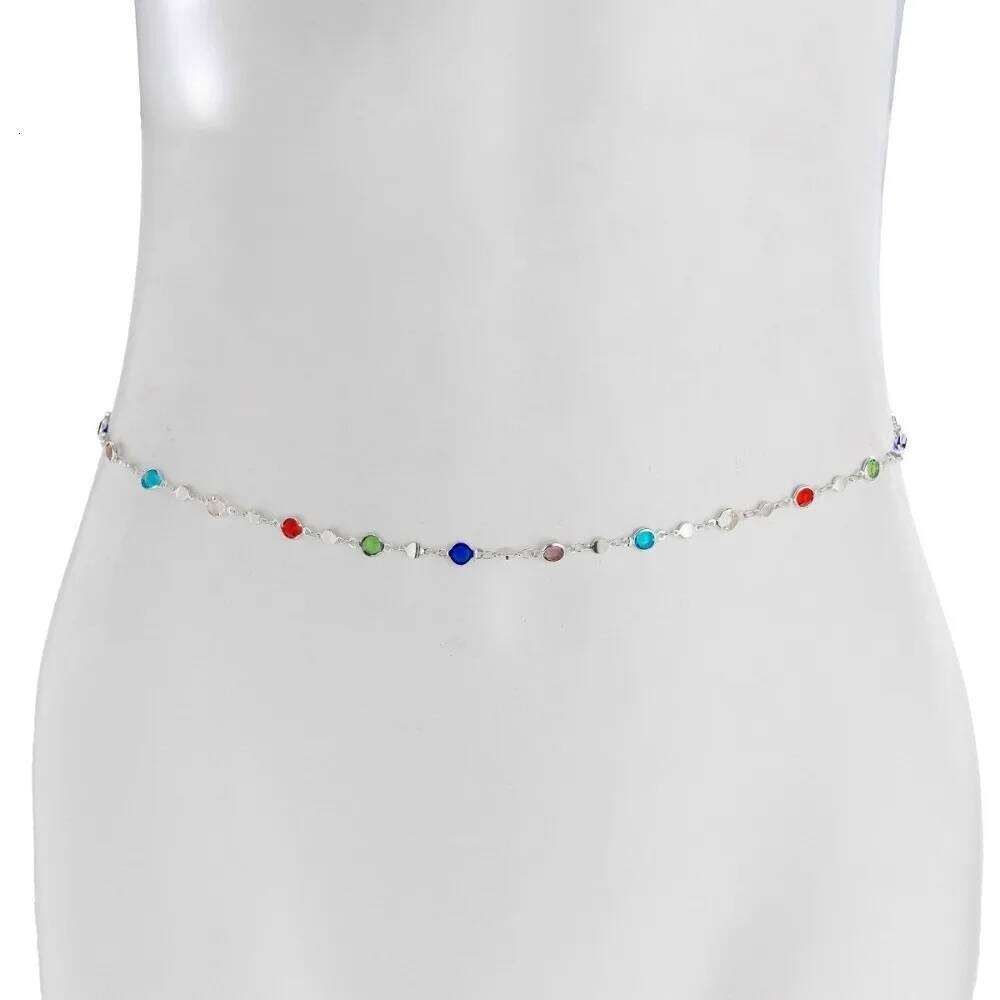 Sexy Elegant Belly Colorful Crystal Waist adjustable Belt Chain for Women H260228
