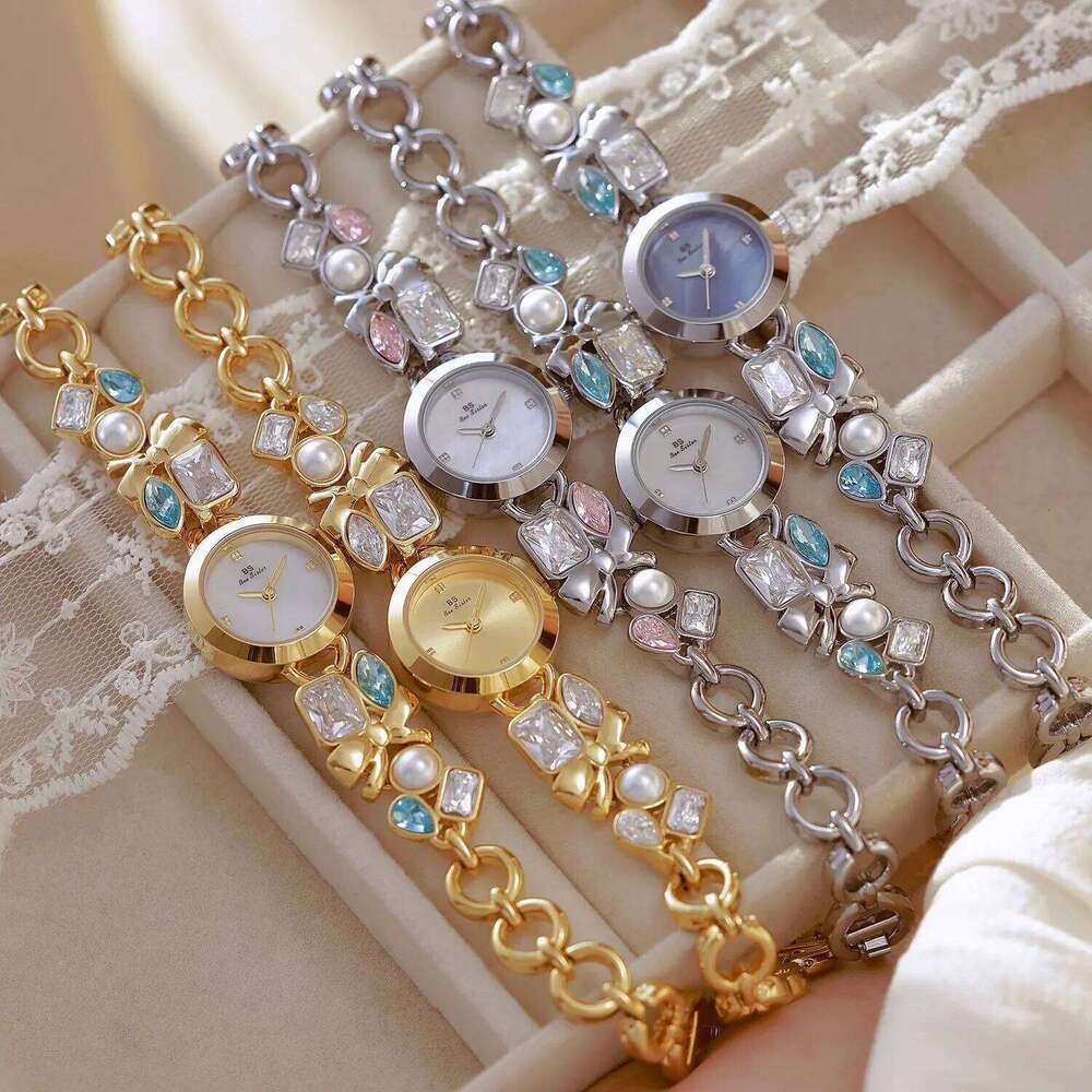 2026 New Color Diamond Sea Blue Treasure Butterfly Women's Fashion Gold Waterproof Quartz Clock FA1891 H260228