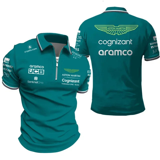 Aston Martin Summer Mens Polo Shirt Alonso 14 Oversized Breathable Racing Car Wear 260226